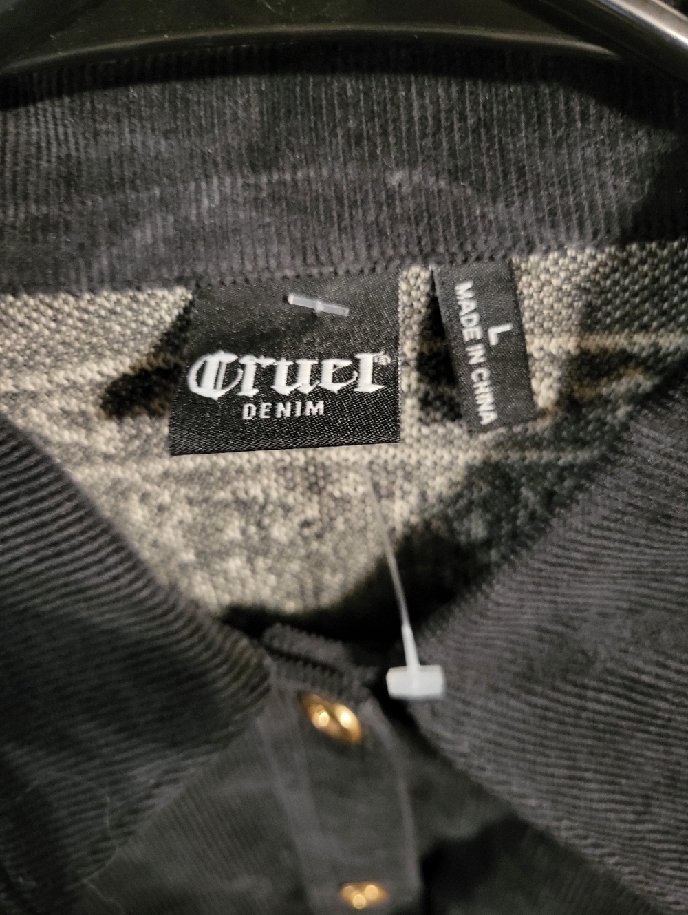 NEW Cruel Denim Women’s Black Corduroy Button Shacket SZ L - Picture 2 of 7